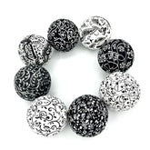 Eight black and white fabric wrapped decor balls for vase filler 2.5in