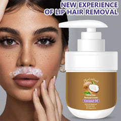 Facial hair removal cream coconut product with spoon