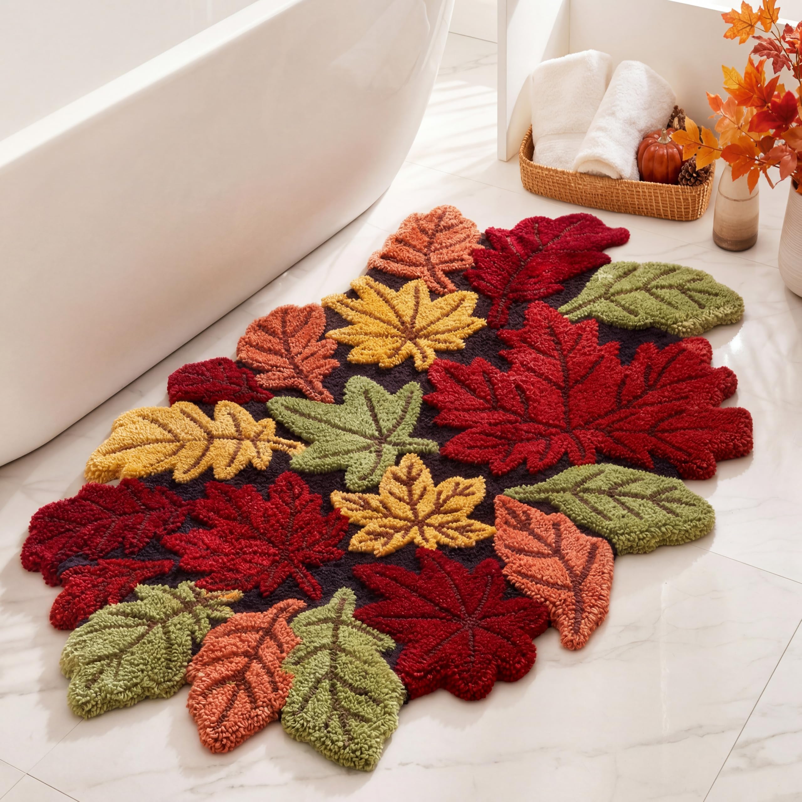Maple leaf rug 30x18 inch for bathroom and entryway