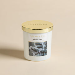 Premium glass jar candle with gold lid and cotton wick by COCORRÍNA