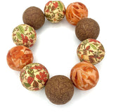 Fall Colors fabric wrapped balls set of 10 beige orange brown 2 inch