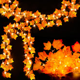 Fall Decor 2 Pack Lighted Fall Garland two maple leaf strings 16.4 ft total