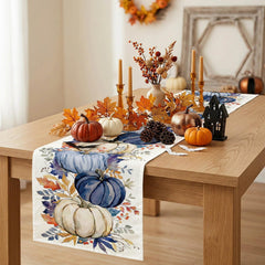 Blue Pumpkin Maple Leaf Fall Dinging Table Runner 13x72 Inch fabric detail