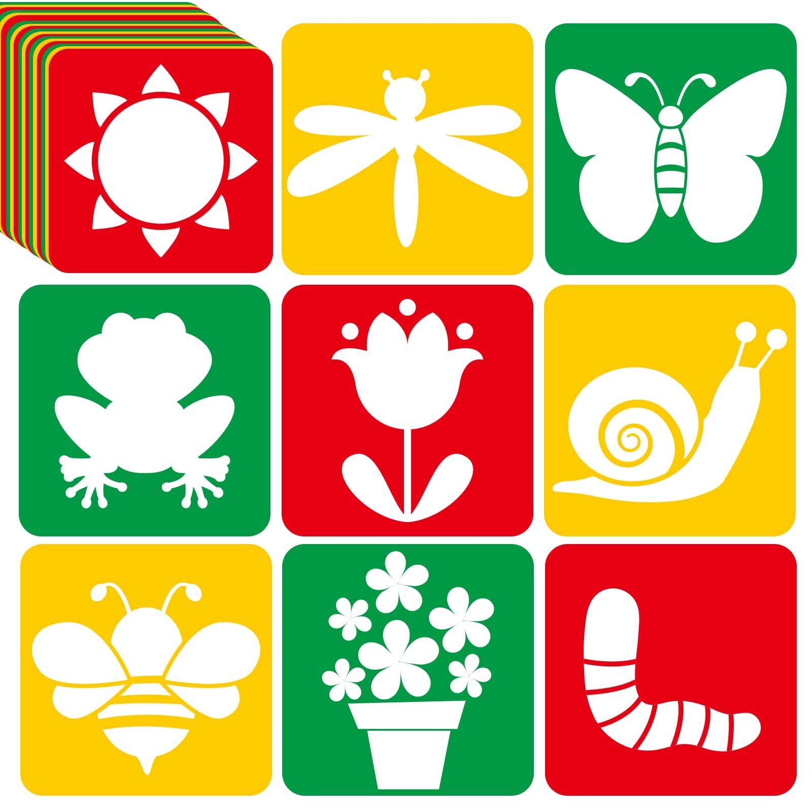 Fall Drawing Stencils for Kids 36pcs 8x8 inch stencil set