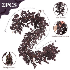 fall decor plum purple garland draped on mantel and doorway