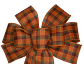 10 inch fall plaid wired wreath bow