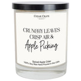 Fall scented candle jar with Crunchy Leaves Crisp Air aroma