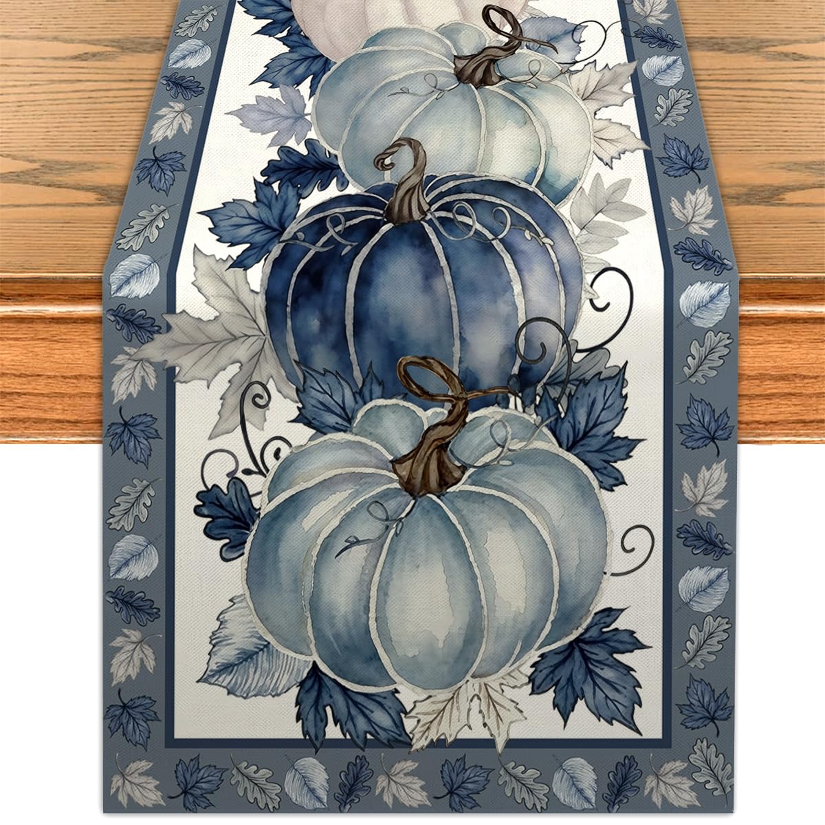Fall Table Runner 13×72 Inch Orange Gingham on dining table