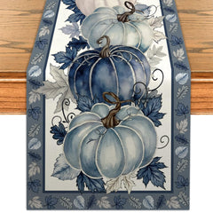 Fall Table Runner 13×72 Inch Orange Gingham on dining table