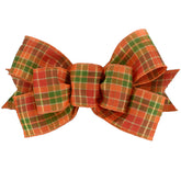 Fall Wreath Bow orange plaid 10in wide 8in tall 4in deep