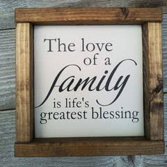 6 ¾ inch square wood sign suitable for wall or freestanding display