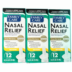 FamilyCare Nasal Relief Spray 3 pack pump mist