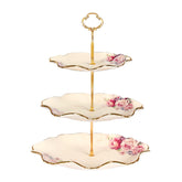 fanquare 3-Tier floral royal cupcake stand with green and gold trim