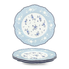 Fanquare 8 inch blue roses porcelain dessert plates set of 4 packaging