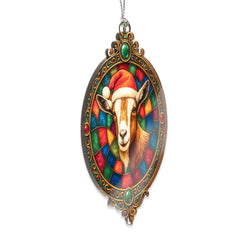 Farm animal Christmas decor goat ornament wood texture