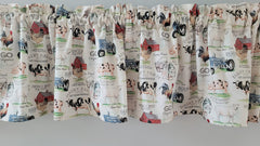 Farm Animal Kitchen Curtain 41-42in wide 15in long in cream background