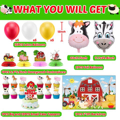 Two foil balloons included in Farm Birthday decor