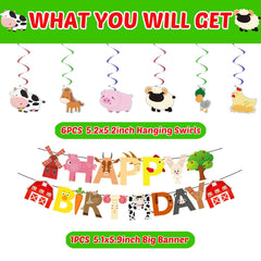 Six hanging swirls in Farm Animals Cow set