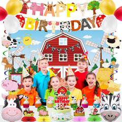 Fifteen latex balloons included in Farm Birthday decor