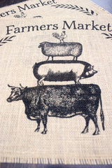 Close up of USA milled burlap texture used on placemats