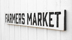Solid wood board Farmers Market Sign with carved lettering