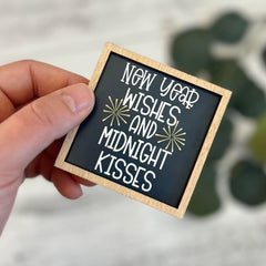 Handcrafted farmhouse NYE tiered tray decor 3 inch sign