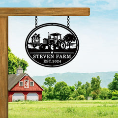 Farmhouse sign for outdoor decor in durable metal