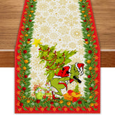 FARMNALL Green Christmas Table Runner on dining table