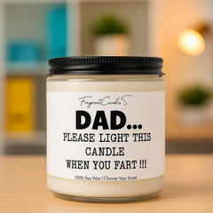 fart candle dad close up glass jar
