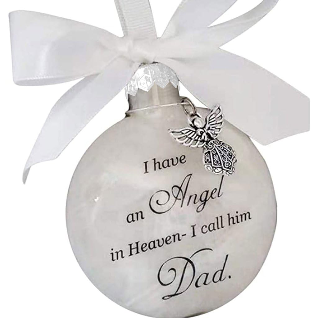 Father Memorial Sympathy Gift angel dad ornament with feather details