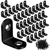 FATLODA 40PCS black L bracket corner brace close up with countersunk holes