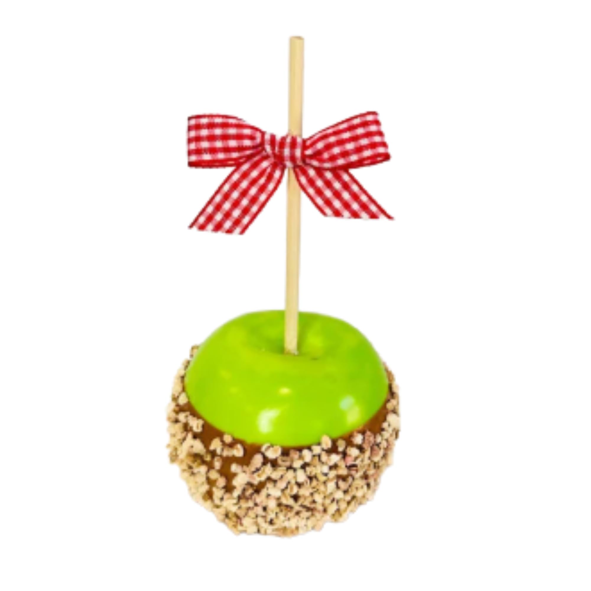 Green faux caramel apple decor for tiered trays