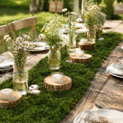 Faux moss mat used for weddings and events