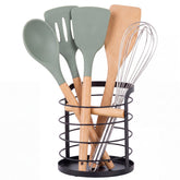 FAZZCASA black metal utensil holder with open-top design on counter