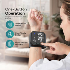 Dual-user memory wrist BP monitor stores 99 readings per user