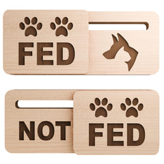FED NOT FED cat dog silhouette adhesives laser etched parts