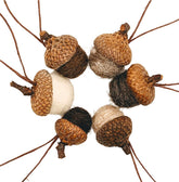 Set of 6 felted wool acorns in earthtone colors