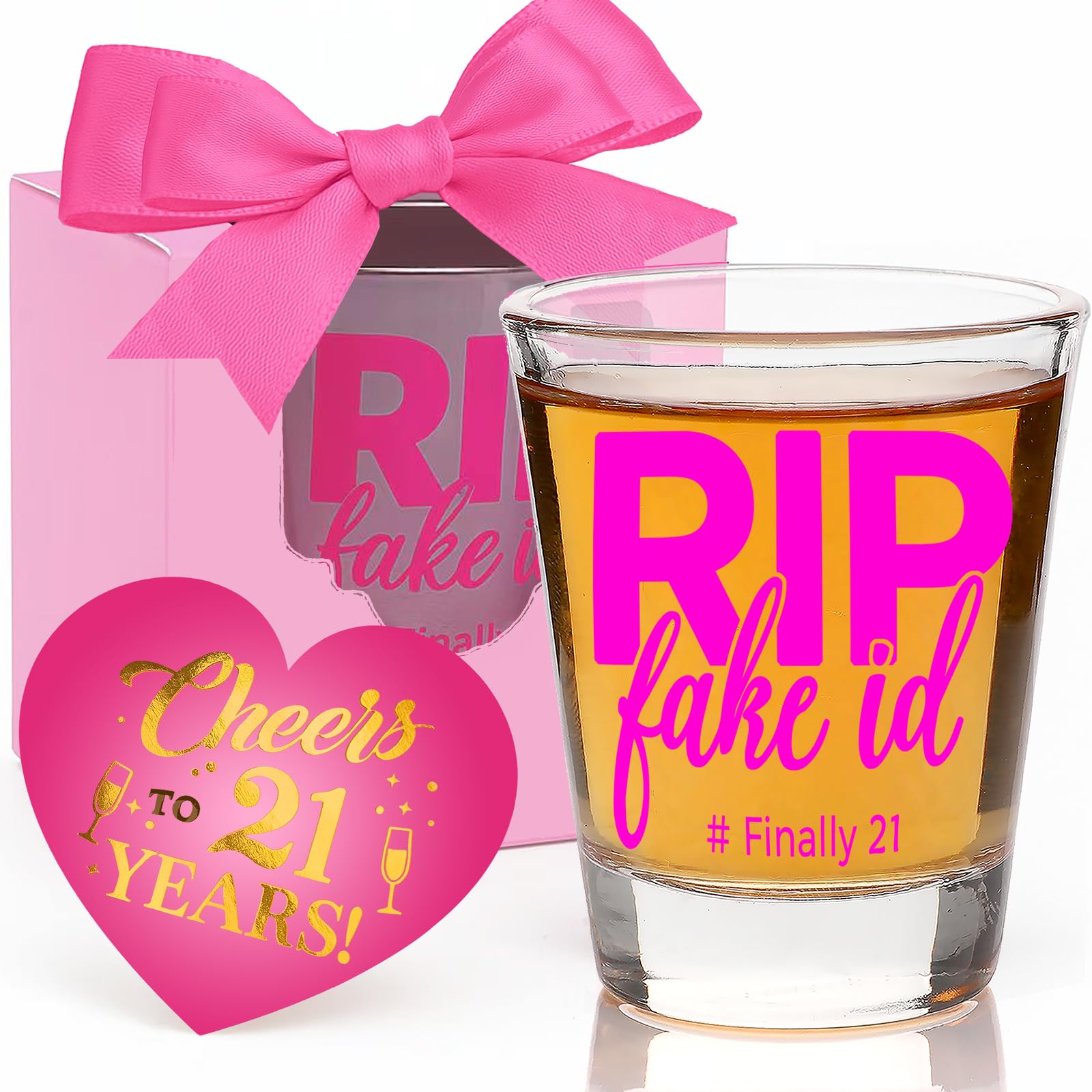 Fenyor7i 21st birthday shot glass hot pink 1.75oz