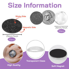 Ferrite ceramic magnets with clear glass cabochons for crafts