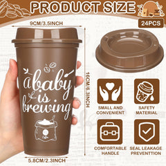 Baby shower plastic tumblers 16 oz lids Ferrochef