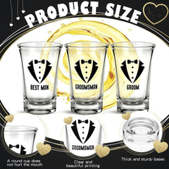 Clear acrylic shot glasses engraved for Groom BestMan and six Groomsmen