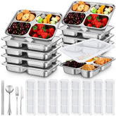 Ferrochef 8 Pack stainless steel four-compartment snack box with lid