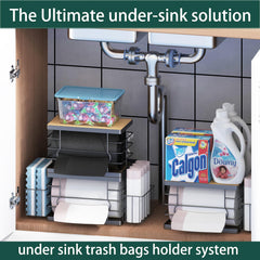Large chamber fits Costco Kirkland rolls under sink