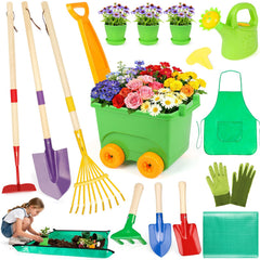 FHOZGECY kids gardening set wheelbarrow for ages 3-8