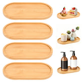 FHUIEWRY 4Pcs Bamboo Bathroom Trays on bathroom counter