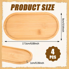 Bamboo oval trays set for vanity jewelry cosmetics
