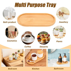 Oval soap tray with rounded edges in bamboo