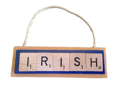 Fighting IRISH Notre Dame letters tiles Christmas ornament