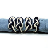 Figure Eight Infinity Knot Napkin Rings navy and white set of 4