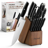 Fikshot 14-piece knife set block and sharpener